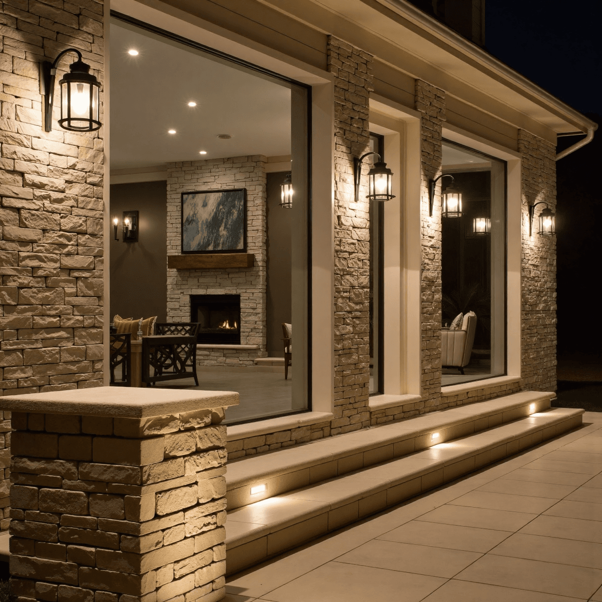 Security-enhancing landscape lighting